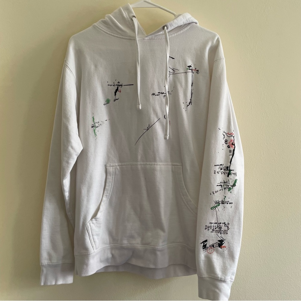 Woosung Official Tour Merch, Genre album white pullover hoodie, size S